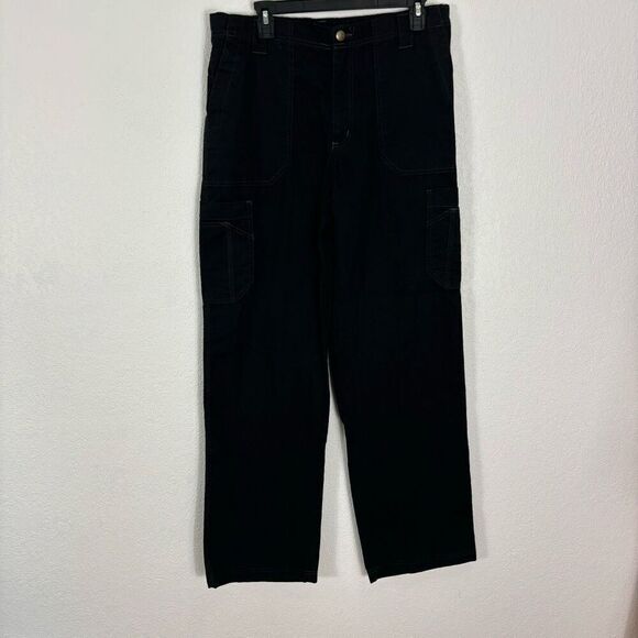 Carhartt Black Canvas Carpenter Cargo Loose Fit Bootcut Pants - Picture 1 of 7
